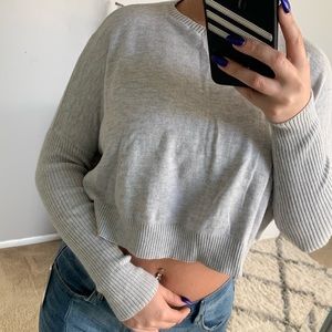 Grey silence the noise cropped sweater